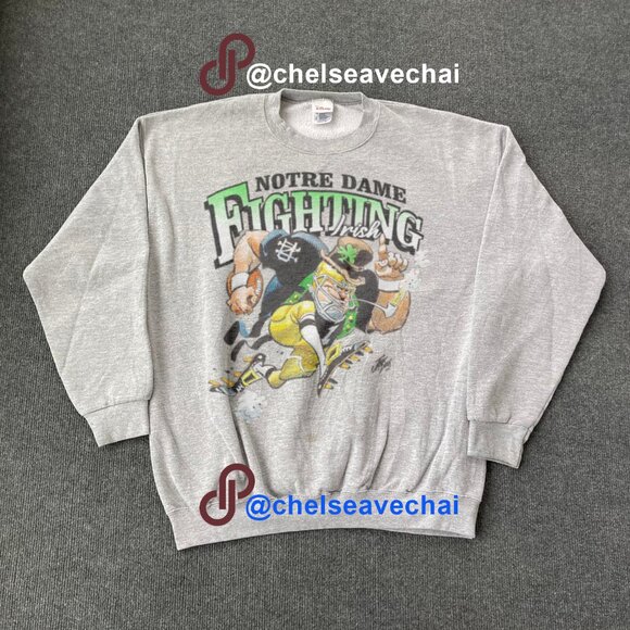 Vintage Notre Dame Fighting Irish Jack Davis Art Football Sweatshirt, NCAA Shirt - Picture 1 of 2